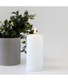 LED Blockljus 15 cm högt, smält-utseende, flameffekt - Ø7,5 cm, 15 cm högt, fungerar m. fjärrkontroll, timer, äkta stearin