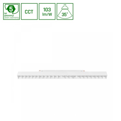 System Shift CCT- Grid L Skens Belysning 22W - 440x23x42mm, 40°, Vit, CCT Strömbrytare