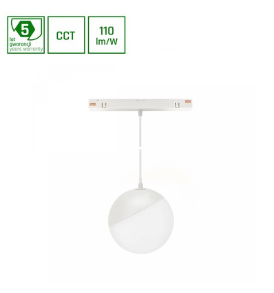 SHIFT CCT- Globe P Pendel Klot Skensystemljus Ø100 (815mm Kabel), 5W, 165°, Vit, CCT Switch