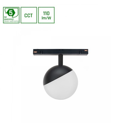 SHIFT CCT Globe Sphere - Skena Belysning Ø100x130mm, 5W, 165°, Svart, CCT Switch