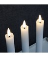 3-pack vita LED-stearinljus, flameffekt - Ø2,2cm, Höjd: 24,5cm, kronljus, fungerar inkl. fjärrkontroll, timer, batteri