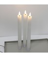 3-pack vita LED-stearinljus, flameffekt - Ø2,2cm, Höjd: 24,5cm, kronljus, fungerar inkl. fjärrkontroll, timer, batteri