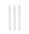 3-pack vita LED-stearinljus, flameffekt - Ø2,2cm, Höjd: 24,5cm, kronljus, fungerar inkl. fjärrkontroll, timer, batteri