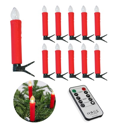 10-pack LED-julbelysning inkl. fjärrkontroll - Batteri, timerfunktion, trådlös, hållare för julgran