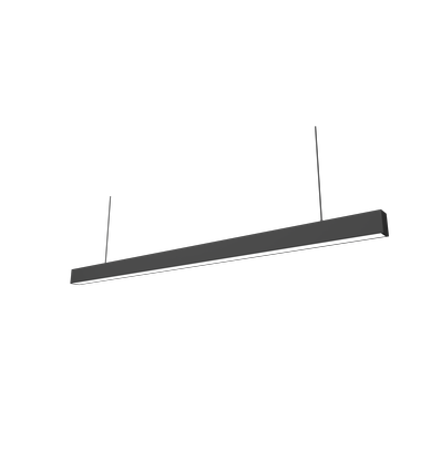 48W LED-ljusskena - 150cm, 120 lm/W, Svart, taklampa för kontor, inkl. vajerupphängning