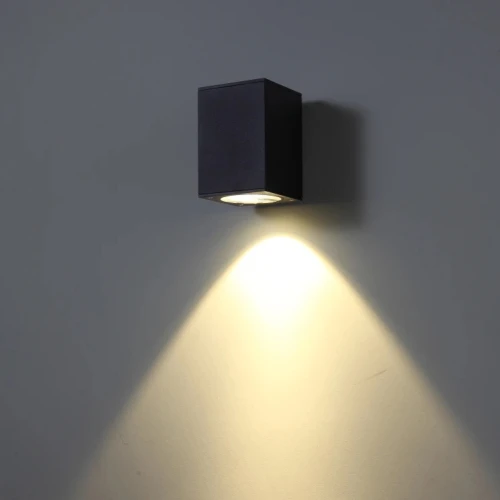 3W vägglampa - IP65, svart, fyrkantig, inomhus / utomhus, inkl. ljuskälla