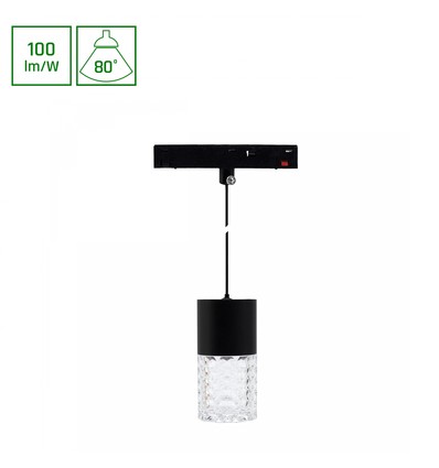 System Shift Basic - Hangit Kristall Hängande Lampa 55x110mm (1100mm Tråd), 7W, 4000K, Svart