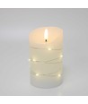 LED Blockljus med ljusslinga, 12,5 cm hög, flameffekt - Ø7,5 cm, 12,5 cm hög, fungerar m. fjärrkontroll, äkta stearin