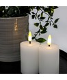 LED Blockljus, 2 st, flameffekt, vit - 7,5 cm hög, Ø5 cm, fungerar med fjärrkontroll, äkta stearin