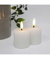 LED Blockljus, 2 st, flameffekt, vit - 5cm hög, Ø5cm, fungerar med fjärrkontroll, äkta stearin