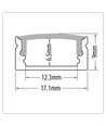 Aluminiumprofil Flat till LED-strip, 2 meter lång - 8 mm hög