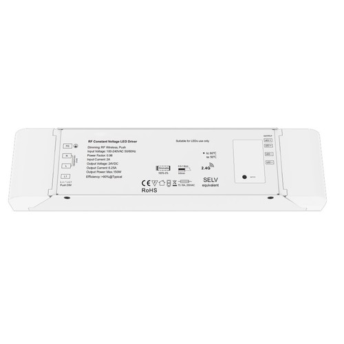 LEDlife rWave 150W dimbar strömförsörjning - 24V DC, 6,25A, RF, push-dim