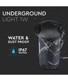 1W LED Markspot Ljus (12V) 6500K-Svart, IP67