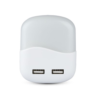 V-Tac Nattlampa med USB - Automatisk tändning vid mörker, 0,45W, Fyrkantig, 4000K, Samsung Chip
