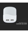 V-Tac Nattlampa med USB - Automatisk tändning vid mörker, 0,45W, Fyrkantig, 4000K, Samsung Chip