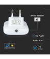 V-Tac Nattlampa med USB - Automatisk tändning vid mörker, 0,45W, Fyrkantig, 4000K, Samsung Chip