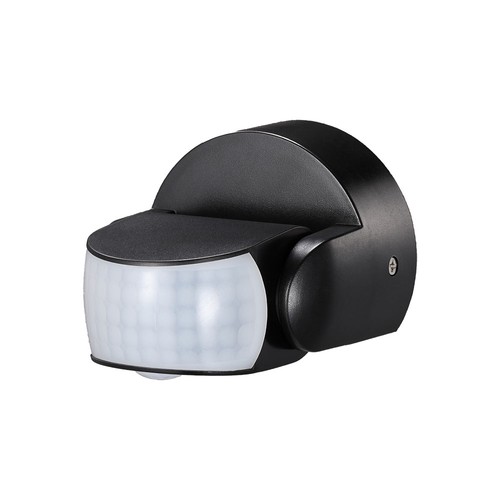 Infraröd rörelsesensor - IP65 utomhus, svart, 180°/360° detektering, max 600W LED