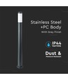 V-Tac Grå trädgårdslampa, rostfri - 110 cm, IP44 utomhus, E27 sockel, utan ljuskälla