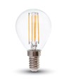 E14 6W LED kronlampa - P45, filament, klart glas