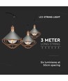 LED ljusslinga (3m) med glödlampa (6 glödlampor) - roséguld, IP65