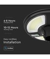 10W LED Solcells Rund Trädgårdslampa - Sensor RF Kontroll, 6500K, IP65