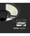 10W LED Solcells Rund Trädgårdslampa - Sensor RF Kontroll, 6500K, IP65