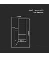 GU10 Vägglampa upp/ner m. sensor - IP44 utomhus, rostfri, utan ljuskälla