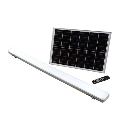 V-Tac 120cm armatur inkl. solpanel - 18W, CCT(3-i-1), Sensor, RF fjärrkontroll, IP65 utomhus
