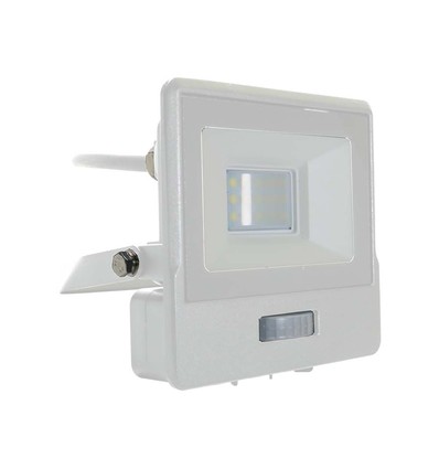 10W Strålkastare - PIR Sensor, Samsung Chip, 1m Kabel, 6500K, Vit Hölje