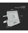 10W Strålkastare - PIR Sensor, Samsung Chip, 1m Kabel, 6500K, Vit Hölje