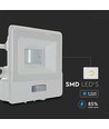 10W Strålkastare - PIR Sensor, Samsung Chip, 1m Kabel, 6500K, Vit Hölje