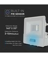 10W Strålkastare - PIR Sensor, Samsung Chip, 1m Kabel, 6500K, Vit Hölje