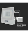 10W Strålkastare - PIR Sensor, Samsung Chip, 1m Kabel, 6500K, Vit Hölje
