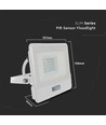 V-TAC strålkastare 20W PIR-sensor Samsung chip, 1m kabel, 3000K, vit hus