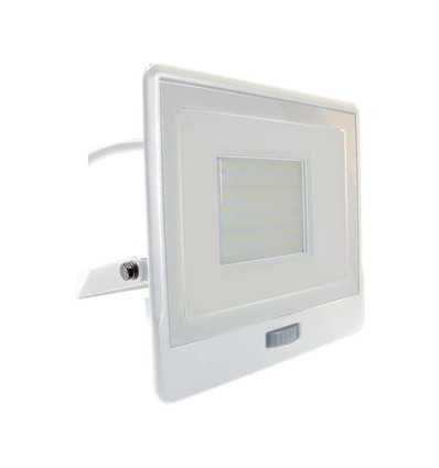 50W Strålkastare - PIR Sensor, Samsung Chip, 1M Kabel, 6500K, Vit Hölje
