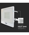 50W Strålkastare - PIR Sensor, Samsung Chip, 1M Kabel, 6500K, Vit Hölje