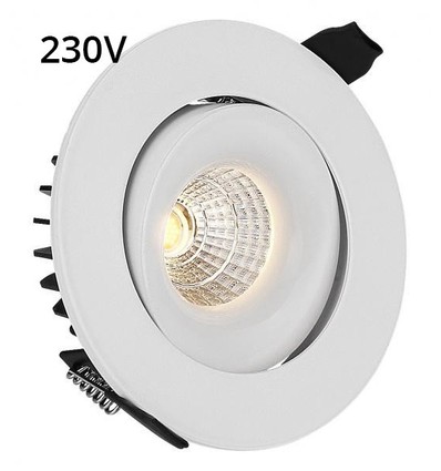 9W downlight - Hål: Ø9,5 cm, Mål: Ø11,5 cm, RA90, vit kant, dimbar, 230V