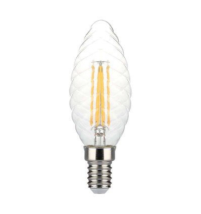 E14 4W dimbar LED kronljus - Twisted candle filament, 350lm, varmvit