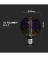 3D LED Lampa 4W E27 - Stjärneffekt, 3000K, G125