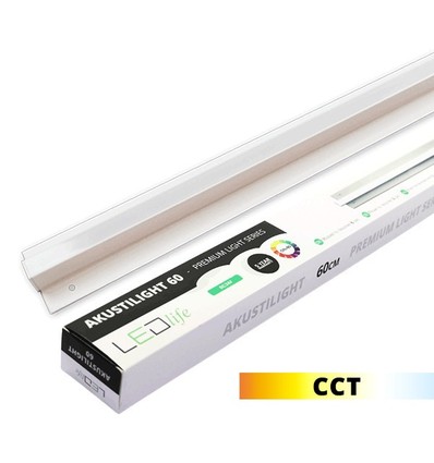 Akustilight 60 cm CCT LED ljusskena - 19W, till akustiktakplattor, träbetong eller gips, 24V