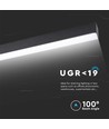 V-Tac 40W LED hängande takarmatur - 120cm, 230V, inkl. ljuskälla, 1-10V dimbar, UGR 19