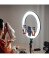 LED Ring light med stativ - 55W, Ø44cm, 3 telefonhållare, fjärrkontroll, 3200K-5800K