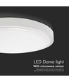 18W LED sensorlampa - IP44, Ø29,5cm, vit kant, inbyggd mikrovågssensor, fjärrkontroll, inkl. ljuskälla