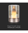 2W LED Ljuslampa - Bordslampa, 3000K, Champagne Guld, Amberglas