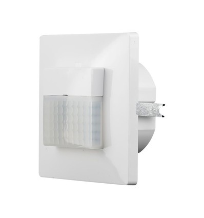 Väggmonterad rörelsesdetektor - Vit, för inbyggnad, PIR infraröd, Max 200W