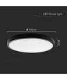 V-Tac 18W LED taklampa - Samsung Chip, Ø25cm, IP44, svart kant, inkl. ljuskälla