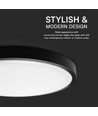 V-Tac 18W LED taklampa - Samsung Chip, Ø25cm, IP44, svart kant, inkl. ljuskälla