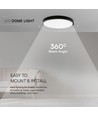 V-Tac 36W LED taklampa - Samsung chip, Ø35cm, IP44, svart kant, inkl. ljuskälla