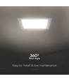 V-Tac 12W LED infällnadspanel - Samsung Chip, Hål: 15,5cm x 15,5 cm, Mått: 17cm x 17cm, 230V