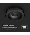 12W Bländfri RA90 CCT Downlight Ø86mm - 3 ljusfärger, svart front, Hål: Ø75mm, Honeycomb